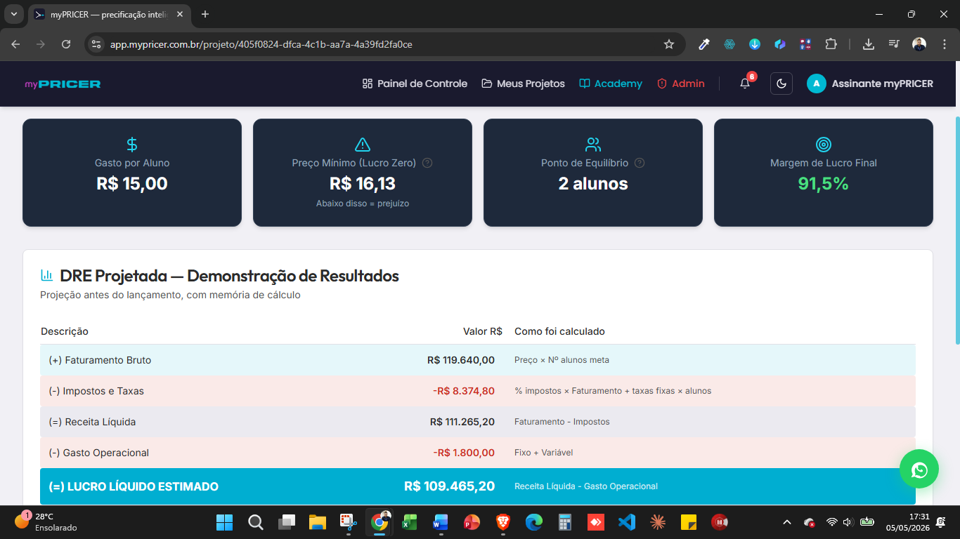 Quatro formas de definir o preço do curso no myPRICER